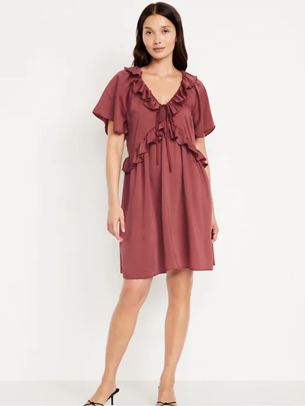 NWT Old Navy Satin Ruffle Mini Dress with Pockets